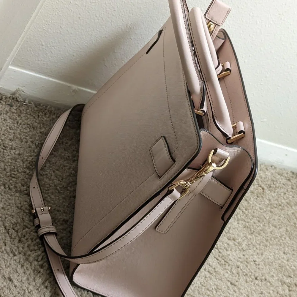 Rayne Medium Saffiano Leather Satchel (Powder Blush - Picture 3 of 8